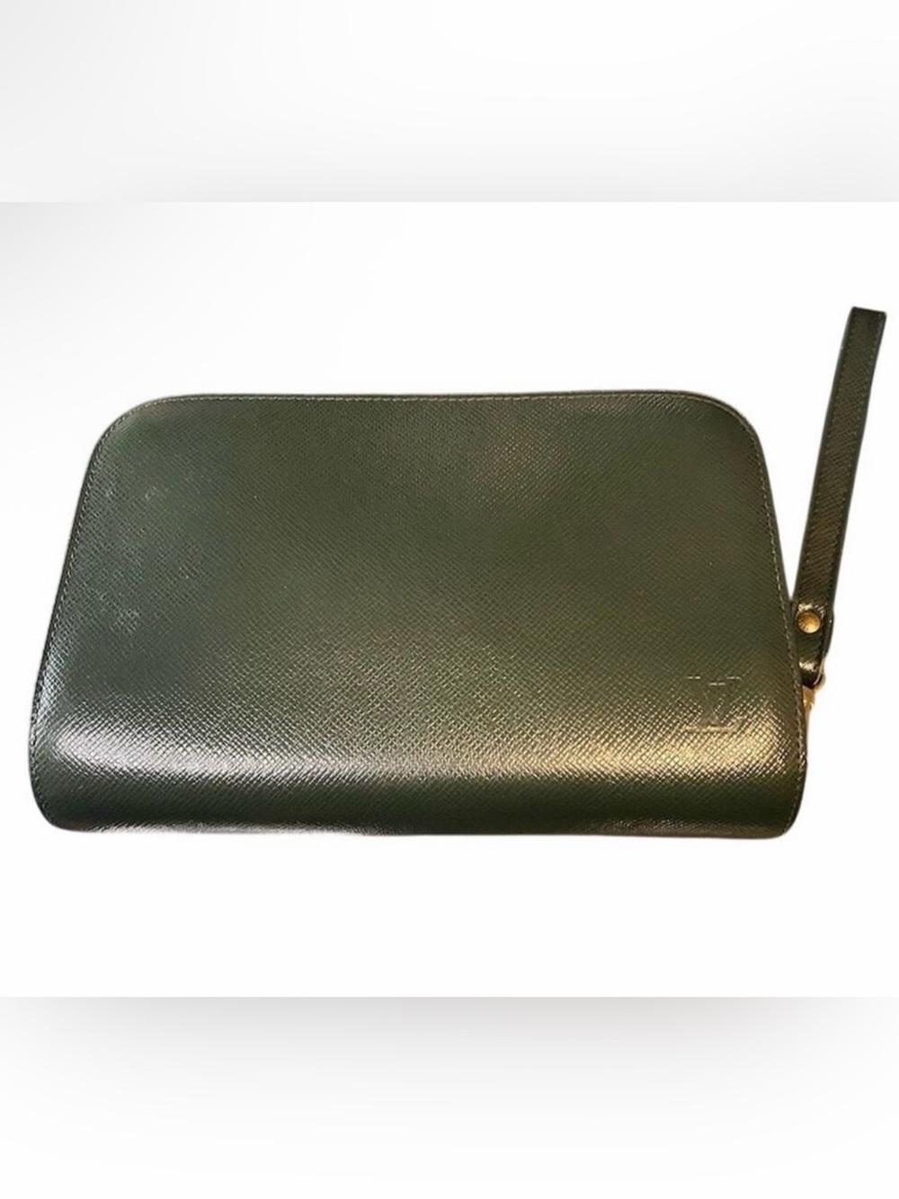 Louis Vuitton Taiga Baikal Green Leather Wristlet/Clutch Unisex